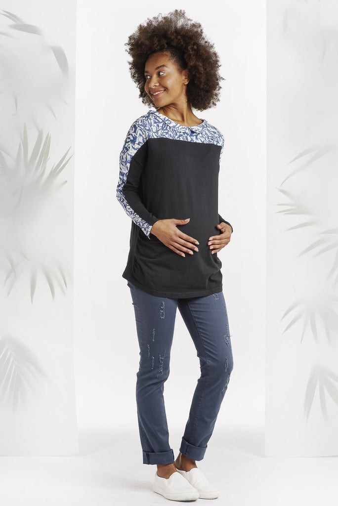 Col Claudine Wear a story Encre Bleu-Haut manches longues-Tale Me