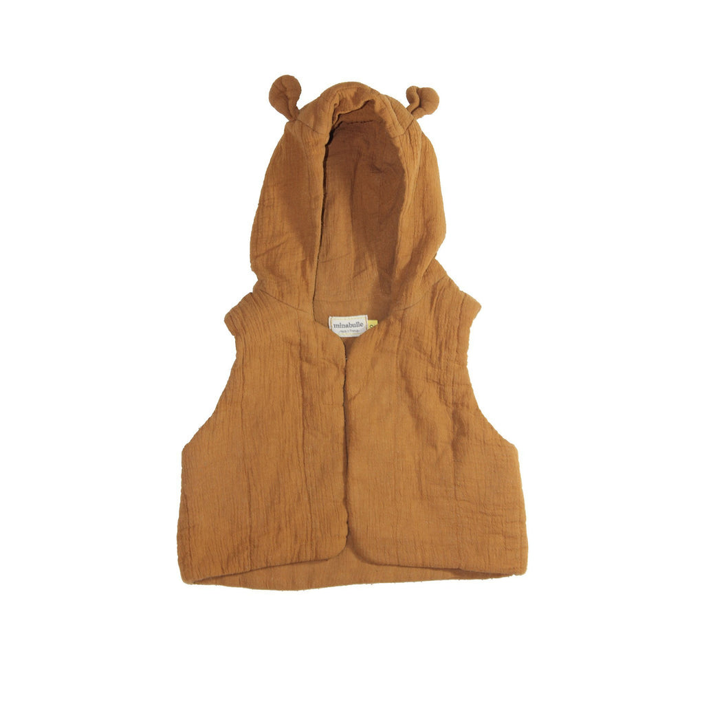 Gilet sans manche à capuche brun-Gilet-Tale Me