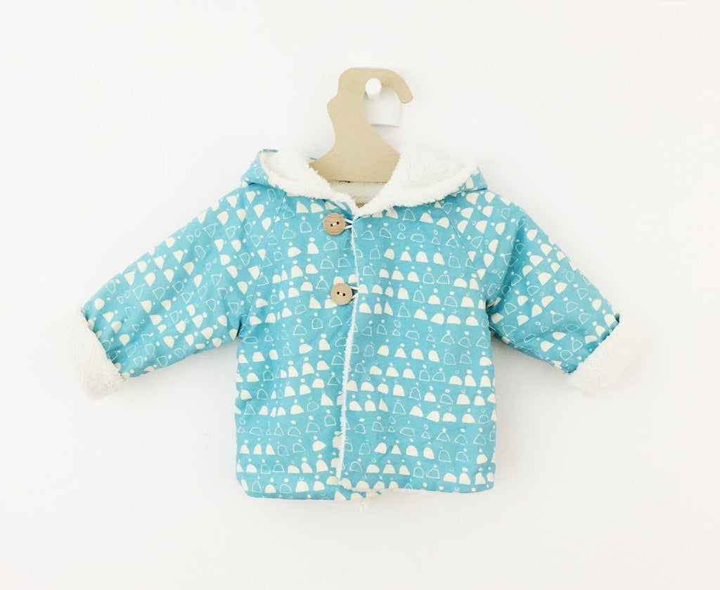 Manteau Réversible Bleu Ciel Motifs Blancs 100% Bio-Manteau-Tale Me