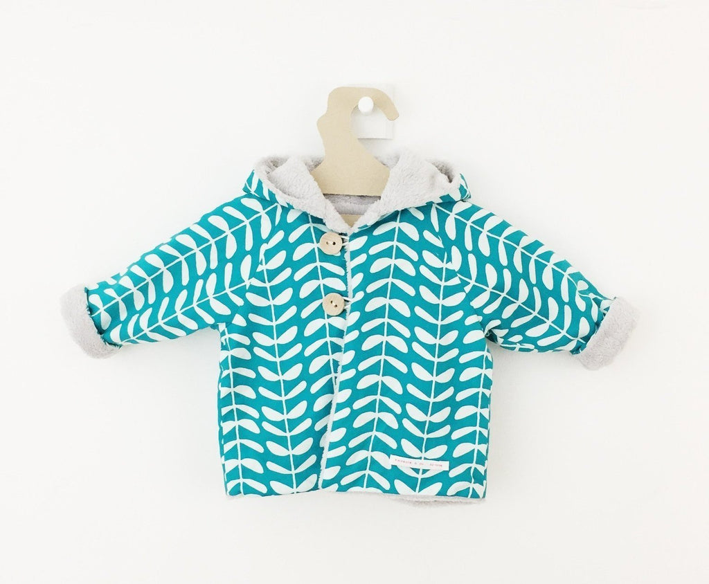 Manteau Réversible Feuilles Turquoise 100% Bio-Manteau-Tale Me