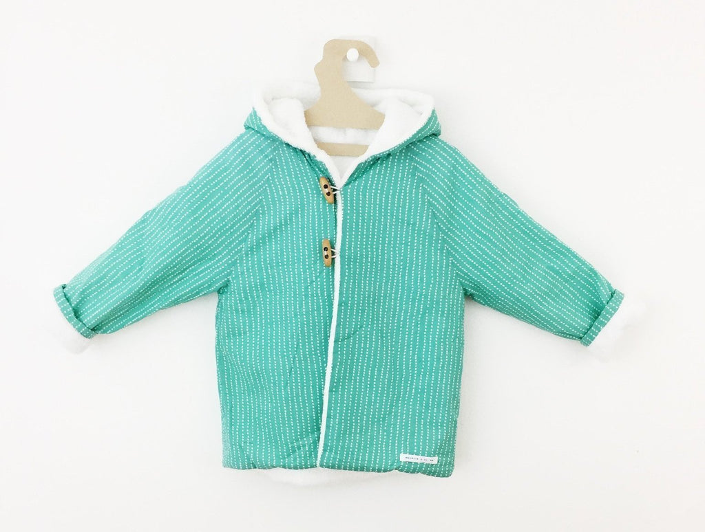 Manteau Réversible Vert d'Eau à Pois Blancs 100% Bio-Manteau-Tale Me