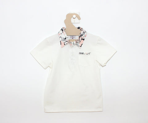 Polo Blanc Fleuri-Polo-Tale Me