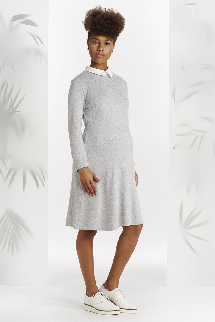 Robe Grise Col Claudine-Robe-Tale Me
