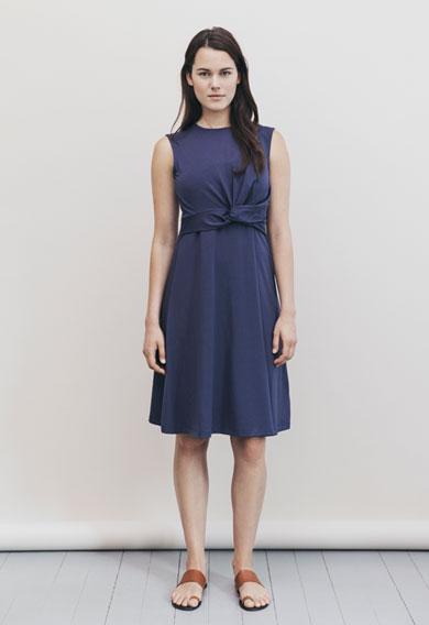 Robe twist bleu acier-Haut manches courtes-Tale Me