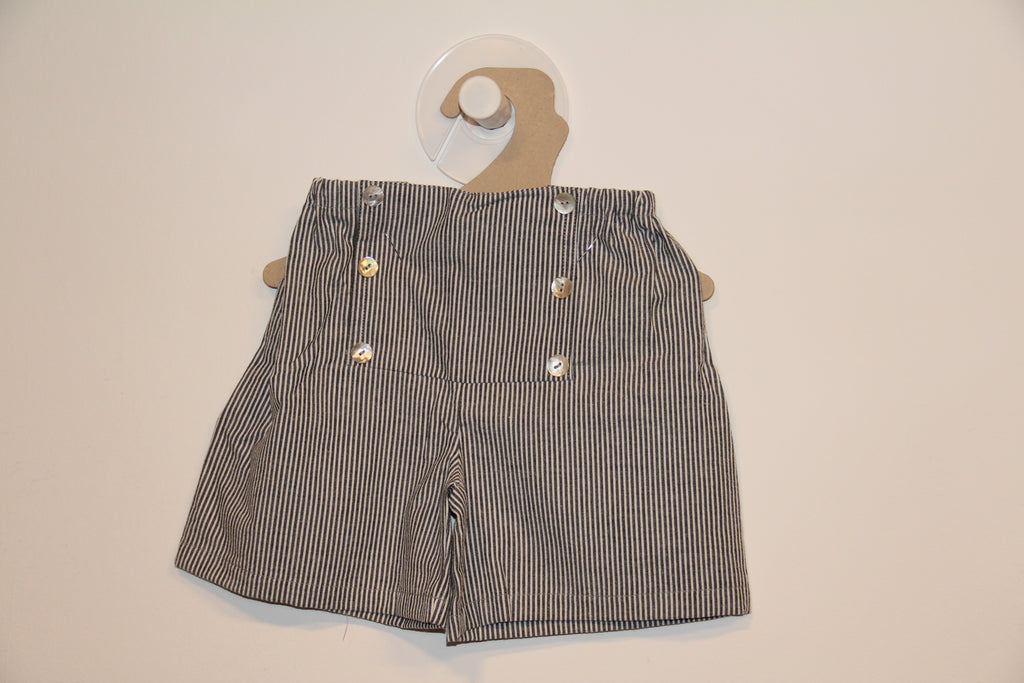 Short À Pont Ligné Blanc et Gris-Short-Tale Me