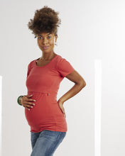 T-shirt de Grossesse et Allaitement Corail-Haut manches courtes-Tale Me