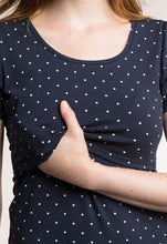 T-shirt Grossesse et Allaitement Bleu Nuit à Pois Crème-Haut manches courtes-Tale Me