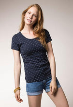 T-shirt Grossesse et Allaitement Bleu Nuit à Pois Crème-Haut manches courtes-Tale Me