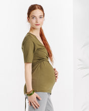T-shirt Grossesse et Allaitement Kaki-Haut manches courtes-Tale Me