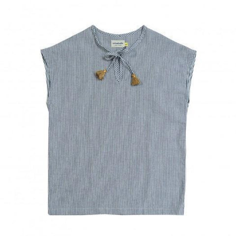 Top Swan Rayé Blanc & Gris-T-Shirt manches courtes-Tale Me