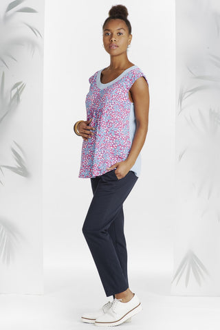 Tunique Anna Fleurie Bleue-Haut manches courtes-Tale Me