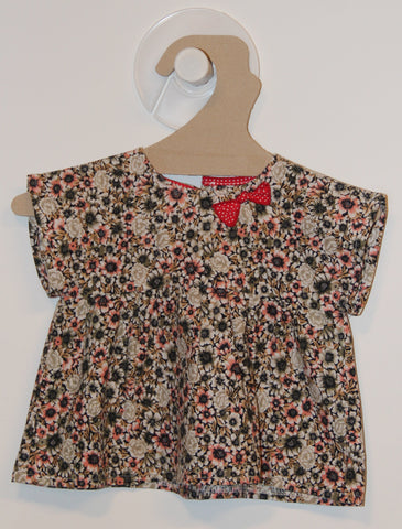 Tunique Beige à Fleurs Roses-Haut manches courtes-Tale Me