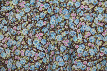 Tunique Brune à Fleurs Bleues-Haut manches courtes-Tale Me