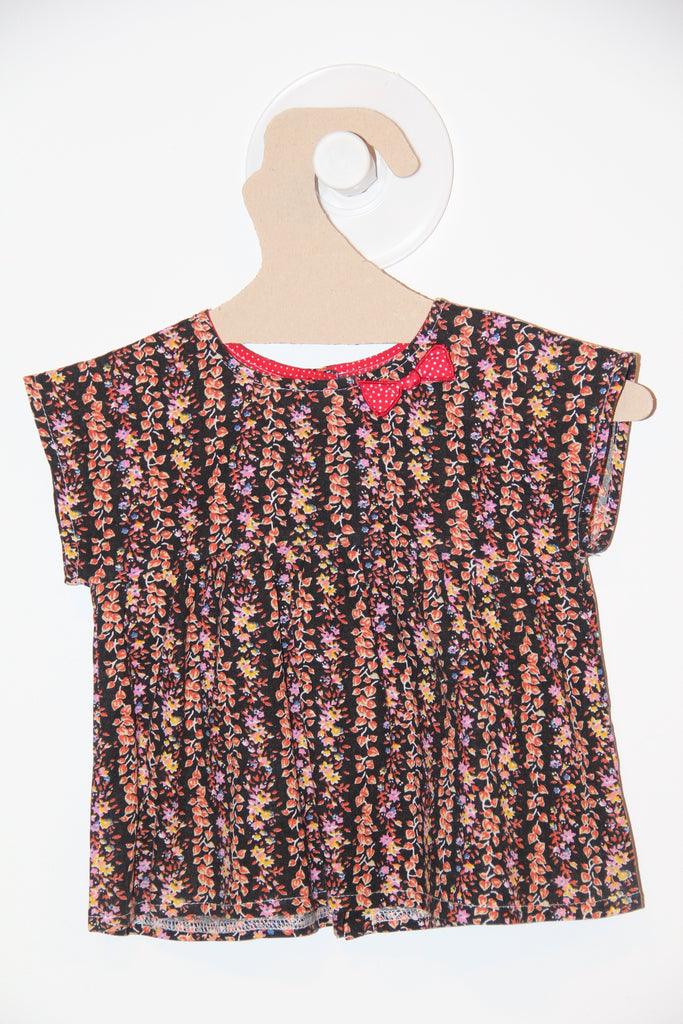 Tunique Noire à Fleurs Jaunes-Haut manches courtes-Tale Me